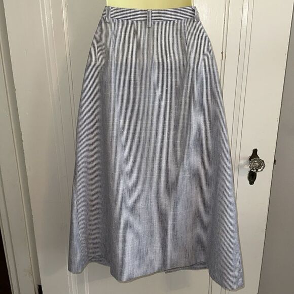 Vintage 80s Gordon of Philadelphia Blue & White Striped A Line Skirt - Picture 4 of 7